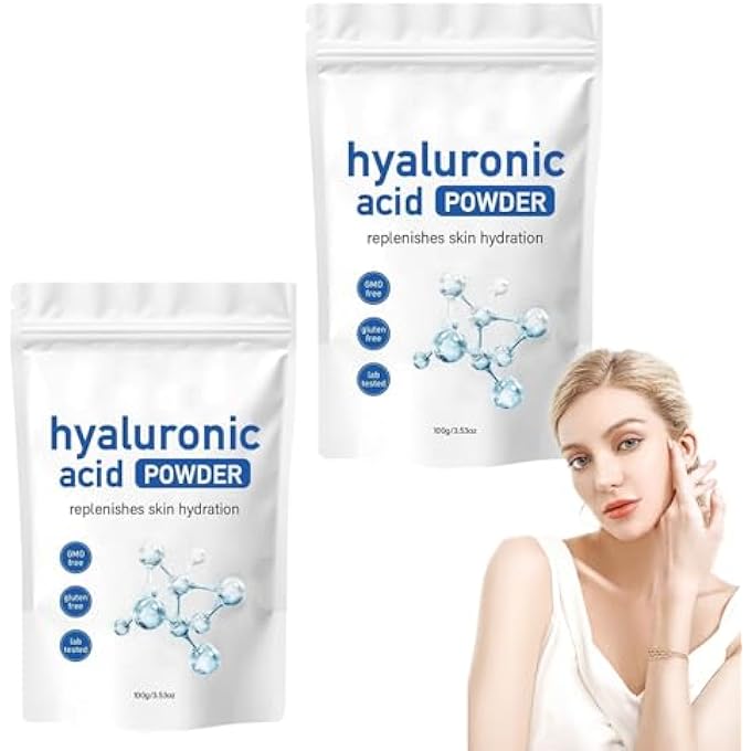 STRBOXONG مسحوق حمض الهيالورونيك للعناية بالبشرة، وزن جزيئي منخفض، مسحوق حمض الهيالورونيك النقي، سيروم للوجه يمكنك صنعه بنفسك، مكون مرطب قابل للذوبان في الماء للترطيب (2 قطعة) - Image 1